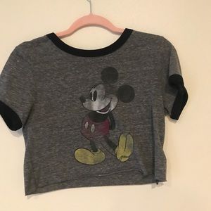 Cropped faded Mikey mouse t shirt